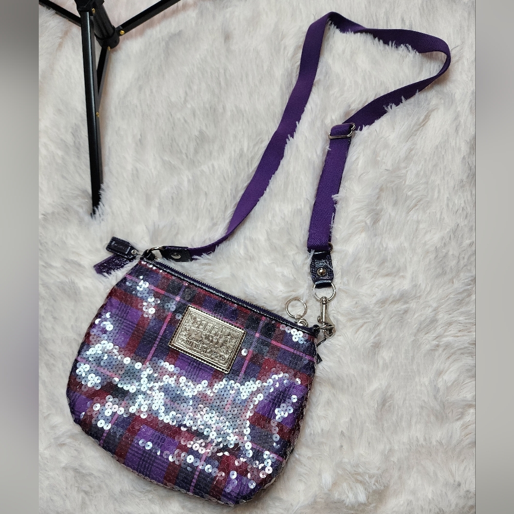 COACH Poppy Purple Sequin Crossbody Bag - EUC SUPER CLEAN